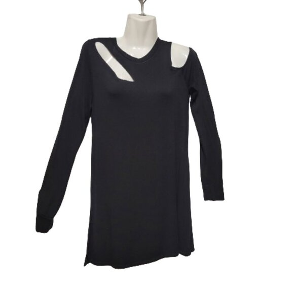 Sexy Black Tunic Long Sleeve Top - Picture 1 of 8